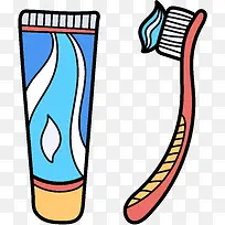 卡通手绘牙膏牙刷洗漱用品