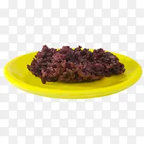 实物煮熟的紫米食物