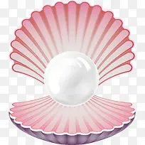 粉色贝壳装着珍珠立体矢量图