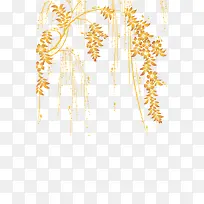 金色装饰插图柳枝树枝叶