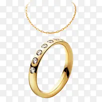 黄金项链和砖石戒指