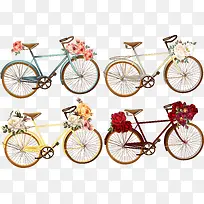 四辆唯美花卉自行车