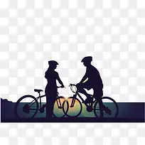 两个骑自行车情侣