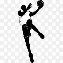 黑色手绘篮球运动员