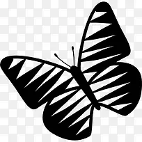 蝴蝶带条纹的翅膀旋转到左边图标