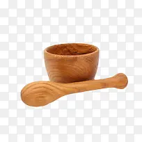棕色容器加厚加高木制碗和勺子实