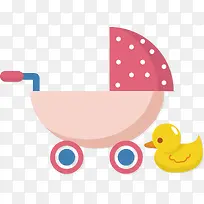 水彩水墨卡通婴儿用品婴儿车素材
