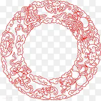 祥云圈圈剪纸印花