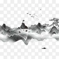水墨中国风景插画
