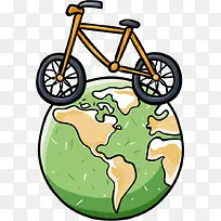 矢量低碳出行自行车环保地球