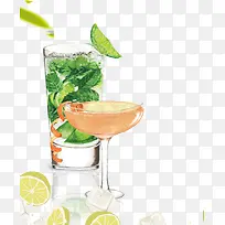 手绘清新水果茶插画免抠