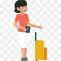 旅游主题人物拿护照机票的女游客