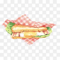三明治肉手绘画素材图片