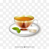 精美绿茶与茶杯背景