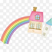 彩虹房子矢量图
