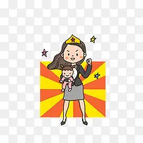 平衡家庭与事业的女超人妈妈装饰