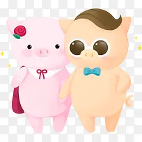 2019C4D情侣小猪新年装饰