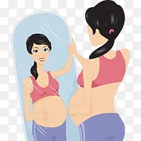 照镜子的孕妇