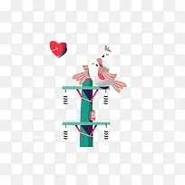 七夕节电线杆上爱情鸟