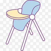 蓝色手绘儿童吃饭座椅