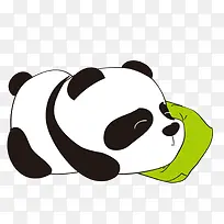手绘卡通睡觉熊猫
