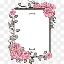 手绘粉色玫瑰边框