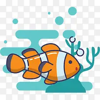 橙色海底油灯小丑鱼