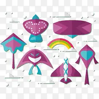 紫色系风筝二维图标矢量图