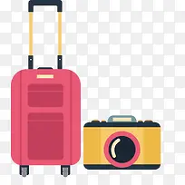 粉红色拉杆箱相机旅游常备物品小