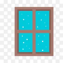 灰蓝色窗户外的雪花