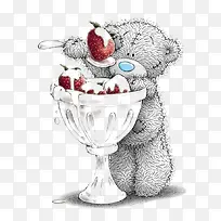 小熊吃草莓