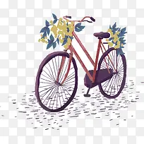 手绘花丛自行车