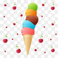 卡通冰淇淋樱桃点缀装饰免扣素材