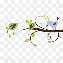 卡通树枝上的小鸟免抠图