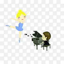 弹钢琴跳舞的女孩