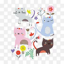 卡通花园里的猫