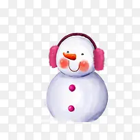 下雪场景雪人戴耳机