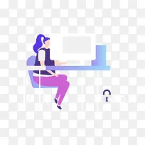 创意办公室女子金融插画