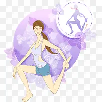 插画韩国美女瑜伽
