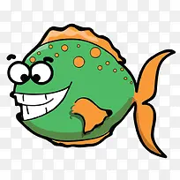 绿色小丑鱼超萌卡通手绘Q版动物