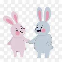 粉色灰色可爱动物兔子