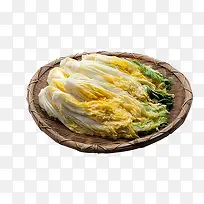 编织盘上的软白菜
