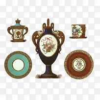 欧式宫廷瓷器花瓶盘子