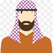 紫色格纹头巾阿拉伯人