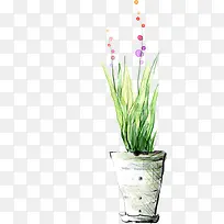 创意手绘水彩绿色的植物花卉