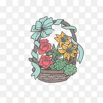 手绘竹编花篮