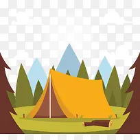 野外露营黄色帐篷