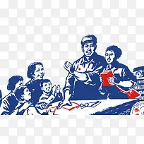 劳动者手绘剪纸png免抠图