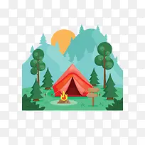 野外露营红色帐篷