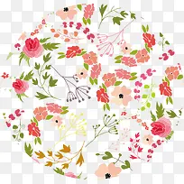 圆形浪漫粉色花朵花纹